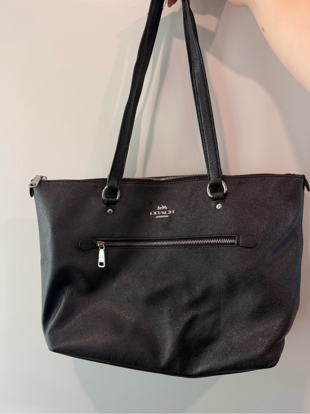 Coach Black Tote Bag with Front Zip Pocket